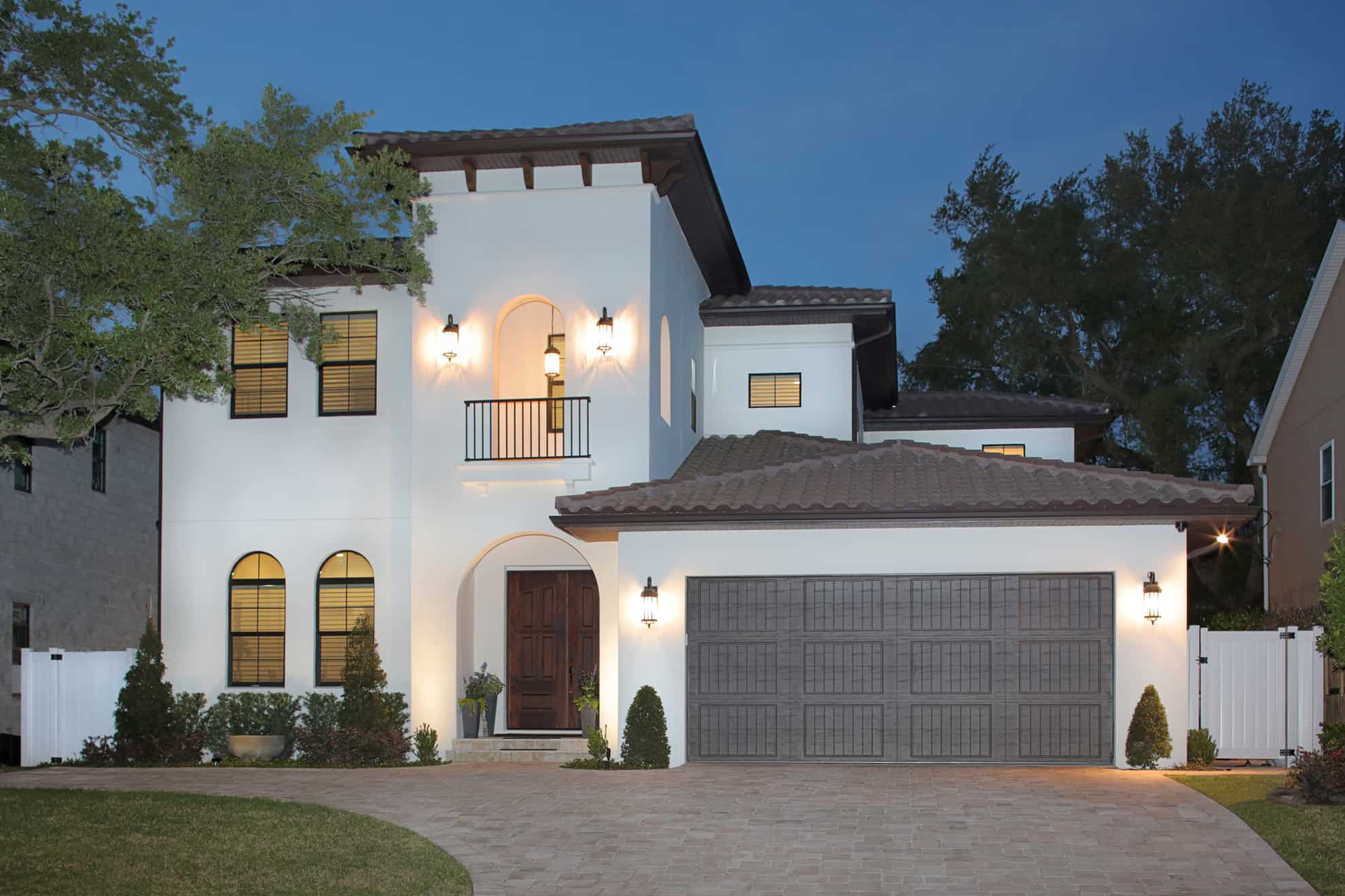 South Tampa Mediterranean custom home front exterior