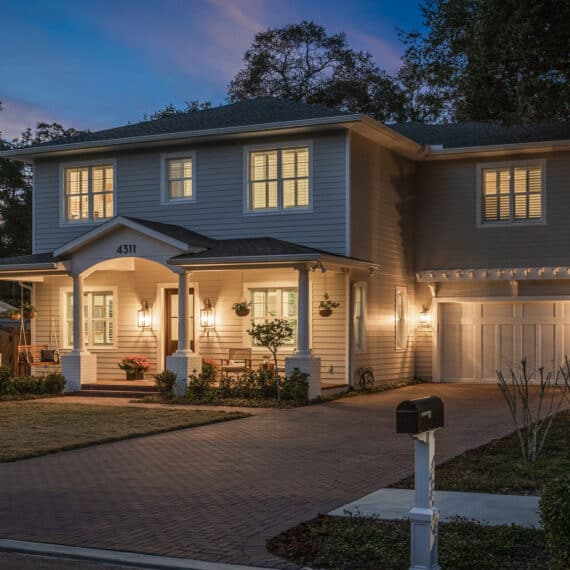 South-Tampa-Custom-Home_Front-Exterior-Lighted